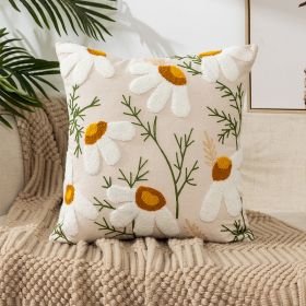 Flower Embroidery Pillow Cover Pastoral Style (Option: Style 6-45x45CM Single Pillowcase)