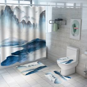 Digital Printing Polyester Bathroom Supplies Chinese Landscape Painting (Option: Yf108-90x180)