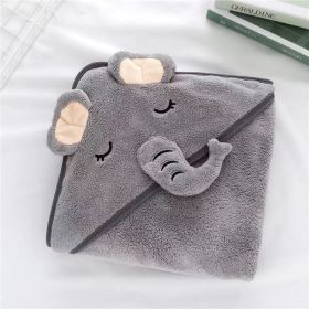 Coral Fleece Three-dimensional Cartoon Bath Towel Children Hoodie Cloak (Option: Elephant-80x80cm)