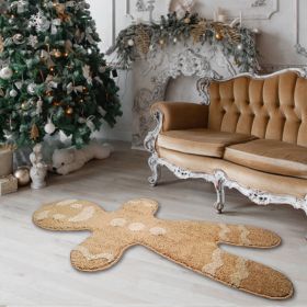 Christmas Gingerbread Man Flocking Carpet (Option: Gingerbread Man-70x 120cm)