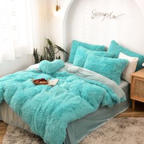 Mink Fur Four-piece Plush Rhinestone Velvet Duvet Cover (Option: Sky Blue-160x200cm)