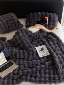 Polyester Carpet Rabbit Bubble Velvet Thickened Nap Blanket Quilt (Option: Graphite Gray-100 √ó 160cm)