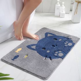 Cartoon Door Mat Suction Home Doorway Bathroom (Option: Naughty Cat Blue-58x 88cm)