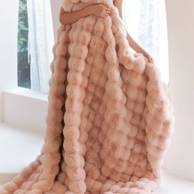 Polyester Carpet Rabbit Bubble Velvet Thickened Nap Blanket Quilt (Option: Cherry Blossom Powder-100 √ó 160cm)