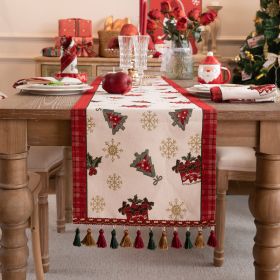 Yarn-dyed Jacquard Cartoon Elk Christmas Tree Pillow Cover (Option: Color woven gift box-35x160cm)