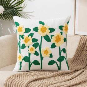 Flower Embroidery Pillow Cover Pastoral Style (Option: Style 8-45x45CM Single Pillowcase)