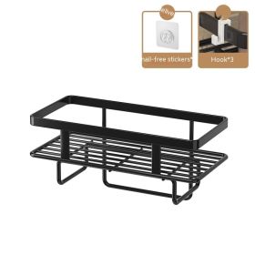 Wall Mounted Punch-free Bathroom Rack (Option: Black Single Layer)