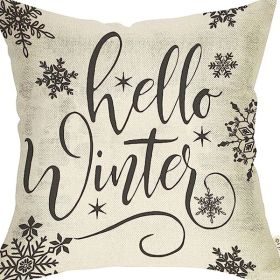 Winter Series Throw Pillow Cover Linen (Option: W022710-45x45cm)