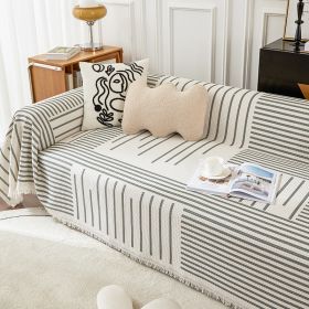 Striped Sofa Towel Anti-cat Scratch Protector Multi-function Blanket (Option: Simple semi colliculus-180x150cm)