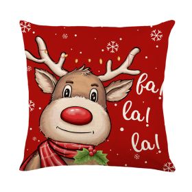 Christmas Elk Santa Claus Linen Cushion Cover (Option: JYM383 3-45x45cm)