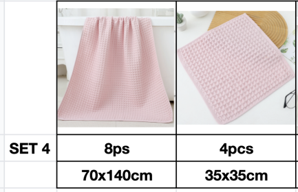 Household Bathing Water Absorbent And Quick Drying Unisex Plus Thickened Pure Cotton Bath Towel Wipe (Option: Pink-Set4)