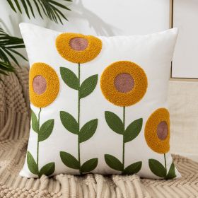 Flower Embroidery Pillow Cover Pastoral Style (Option: Style 4-45x45CM Single Pillowcase)