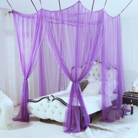 Household Mosquito Net Single Double Bed Free Installation Encryption Net Universal Simple Dormitory Bed Up And Down Dark Green Mosquito Net (Option: Violet-1.5m)