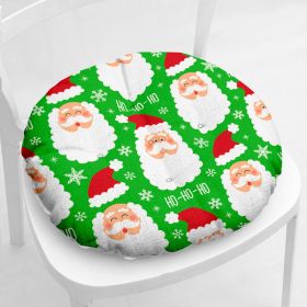 Cotton-filled Thickened Cotton And Linen Printing Chair Cushion (Option: Round Christmas Series 2 2-Velvet)