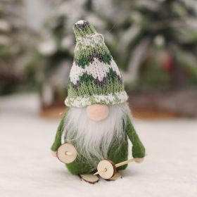 Cartoon Knitted Fabric Ski Faceless Doll Wooden Doll Pendant Christmas Tree Accessories (Option: C Ski Doll)