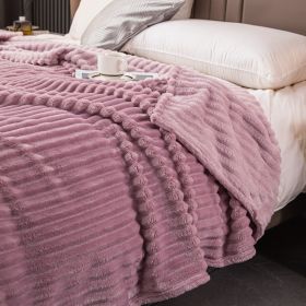 Milk Velvet Blanket Thickened Strip Cut Flower Flannel Blanket (Option: Taro Purple-150 X200CM Cover Blanket)