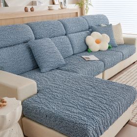 All-inclusive Seersucker Stretch Sofa Cover (Option: Blue-Plus Size Double)