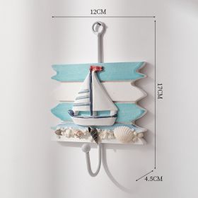 Ocean Style Home Ornament Hat-and-coat Hook Creative (Option: Set Of Four Sailing Hooks-18 Ã— 11cm)