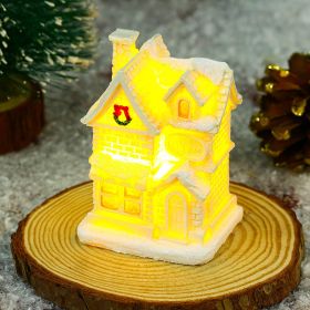 Christmas Decoration White Luminous Resin Small House (Option: G Style)