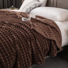 Milk Velvet Blanket Thickened Strip Cut Flower Flannel Blanket (Option: Cut Grid Dark Coffee Color-100 X150CM Cover Blanket)