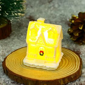 Christmas Decoration White Luminous Resin Small House (Option: C Style)