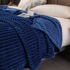 Milk Velvet Blanket Thickened Strip Cut Flower Flannel Blanket (Option: Royal Blue-100 X150CM Cover Blanket)