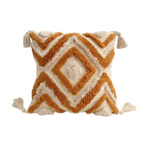 Bohemian Line Tufted Pillow Cover (Option: Rhombus Turmeric-45 X45cm Without Core)