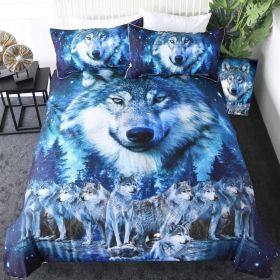 New Pure Cotton Quilt Four-piece Printing Style (Option: Wolf Quilt Cover 3-135x200)