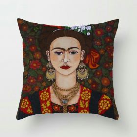 New Mexico Frida Caro Woman Self-portrait Pattern Digital Printing Linen Pillow Cover (Option: 3style-45cm)