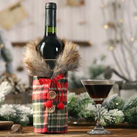 Wine Bottle Decorative Stripes Tartan Skirt Bottle Cover Wine Gift Box (Option: Checker style)