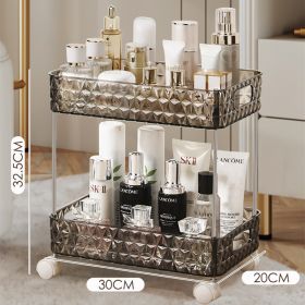 Light Luxury Bathroom Floor Trolley Mobile Toilet Gap Toilet Bathroom Cosmetics Storage Rack (Option: Black Double Layer Wheels)