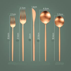 Household Hotel Restaurant Steak Stainless Steel Knife, Fork And Spoon (Option: Rose Gold Five Main Pieces)