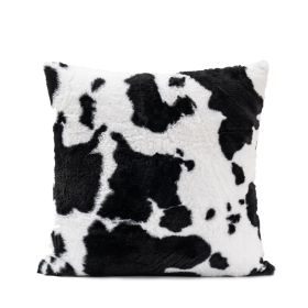 Black And White Cow Pattern Velvet Waist Pillow Living Room Sofa Cushion (Option: 45x45cm-Pillowcase)