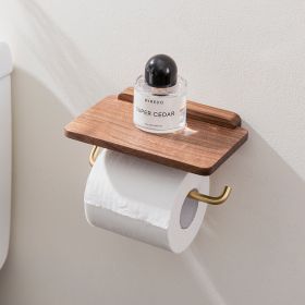 Punch-free Toilet Paper Roll Stand Toilet Wall-mounted Tissue Box (Option: Wooden-single volume)