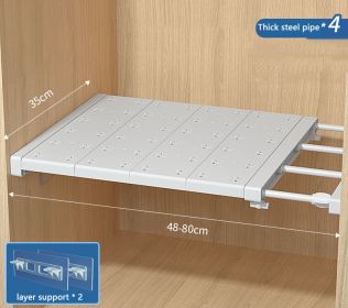 Wardrobe Cabinet Compartment Telescopic Storage Shelf (Option: 35cm-48to80cm)