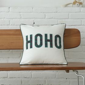 Polyester-cotton Canvas Christmas Green Plaid Pillow Cover (Option: HOHO Canvas 4545-30x35cm Or 45x45cm)