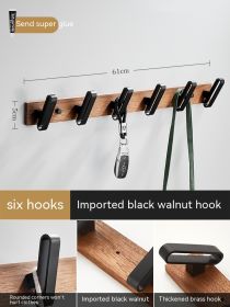 Light Luxury Solid Wood Clothes Hook Wall-mounted Aluminum Alloy (Option: Black 6 Hooks)