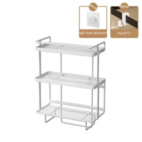 Wall Mounted Punch-free Bathroom Rack (Option: Three Layer White)