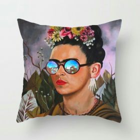 New Mexico Frida Caro Woman Self-portrait Pattern Digital Printing Linen Pillow Cover (Option: 6style-45cm)