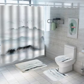 Digital Printing Polyester Bathroom Supplies Chinese Landscape Painting (Option: Yf104-90x180)