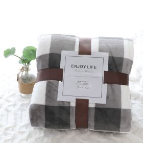 Nap Travel Solid Color Flannel Thickened Blanket (Option: Printed Gray Plaid-120x200cm)