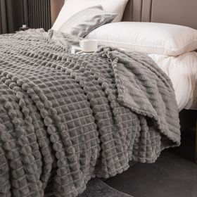 Milk Velvet Blanket Thickened Strip Cut Flower Flannel Blanket (Option: Cut Grid Light Gray-180 X200CM Cover Blanket)