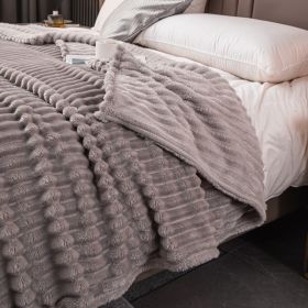 Milk Velvet Blanket Thickened Strip Cut Flower Flannel Blanket (Option: Silver Gray-180 X200CM Cover Blanket)