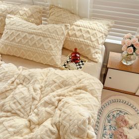 Four-piece Bed Set Thickened Warm Milk Fiber (Option: Cream Yellow Basic Style-180cm Bed Sheet Set Of 4)