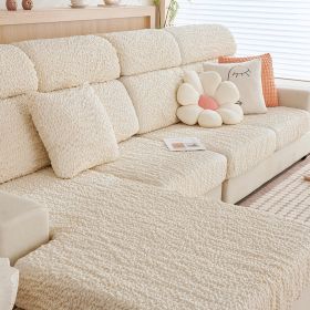 All-inclusive Seersucker Stretch Sofa Cover (Option: Beige-Plus Size Three)