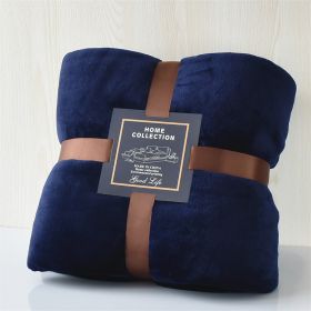 Nap Travel Solid Color Flannel Thickened Blanket (Option: Dark Blue-150x200cm)