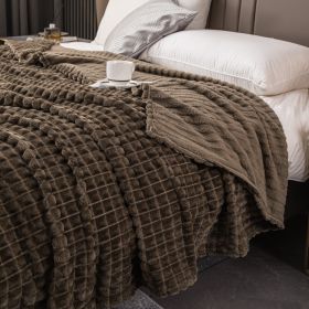 Milk Velvet Blanket Thickened Strip Cut Flower Flannel Blanket (Option: Cut Grid Dark Gray-230 X200CM Cover Blanket)