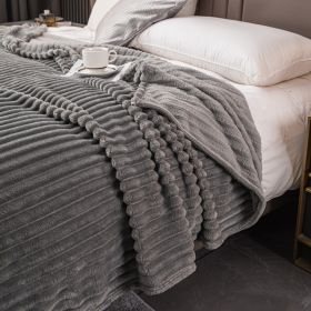 Milk Velvet Blanket Thickened Strip Cut Flower Flannel Blanket (Option: Light Gray-230 X200CM Cover Blanket)