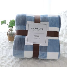 Nap Travel Solid Color Flannel Thickened Blanket (Option: Printed Blue Plaid-150x200cm)