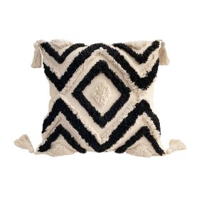 Bohemian Line Tufted Pillow Cover (Option: Diamond In Black-45 X45cm With Core)